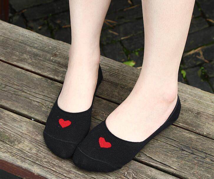 Yingbao 5 pair Socks Women Invisible Summer Ladies Heart Pattern Low Ankle Girl Cotton Sock Boat Woman
