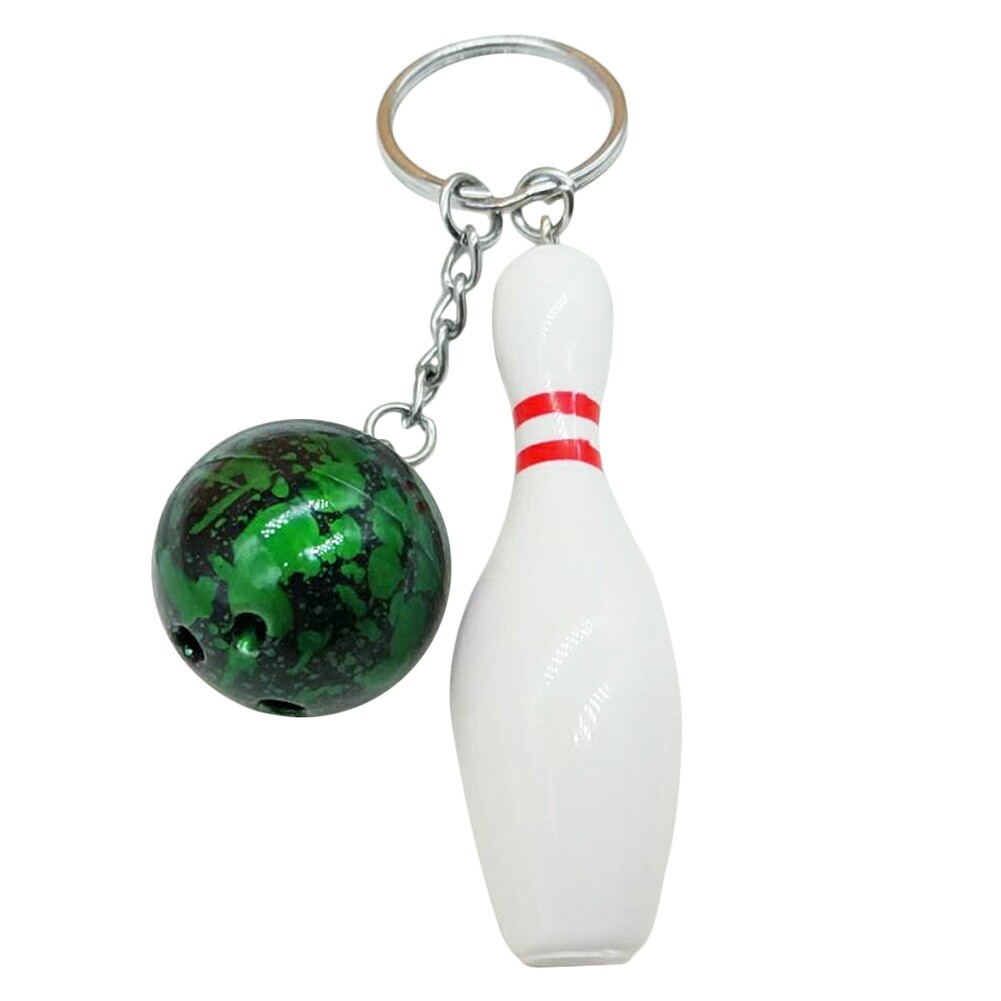Fashion Bowling Ball Pendant Keychain Bag Car Hanging Ornament Key Ring Holder