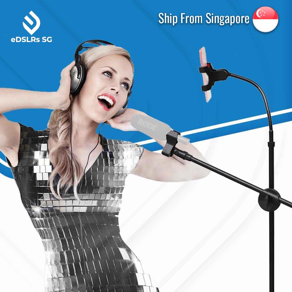 eDSLRs Professional Microphones Swing Boom Floor Stand Mic Stand With Mobile Phone Holder TikTok Live Stream Facebook Live