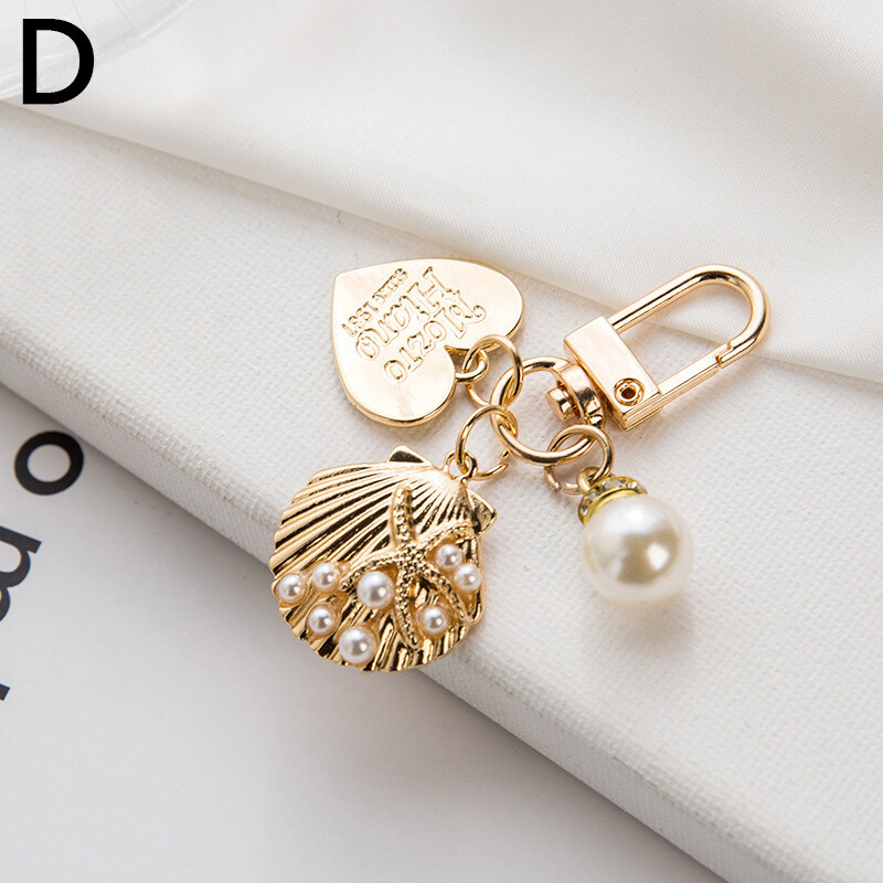 lof 1PC Key Ring Shell Keychain Heart Keychain Keychain Pearl Pendant Bag Ornament Key Accessory Fashion