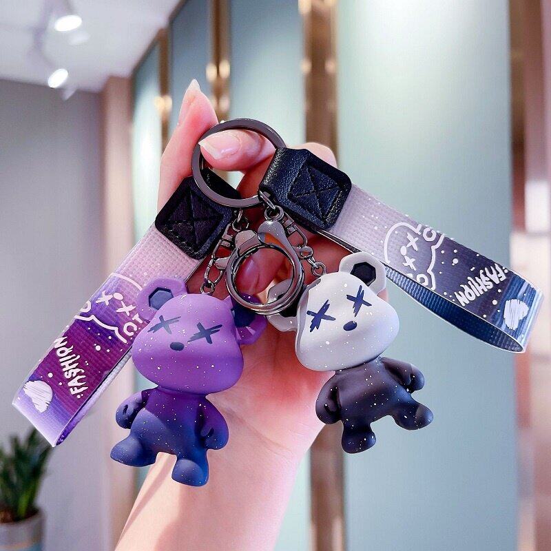 5 Styles Gradient Bear Couple Keychain Cute Ornament Backpack Jewelry Gifts for Friends