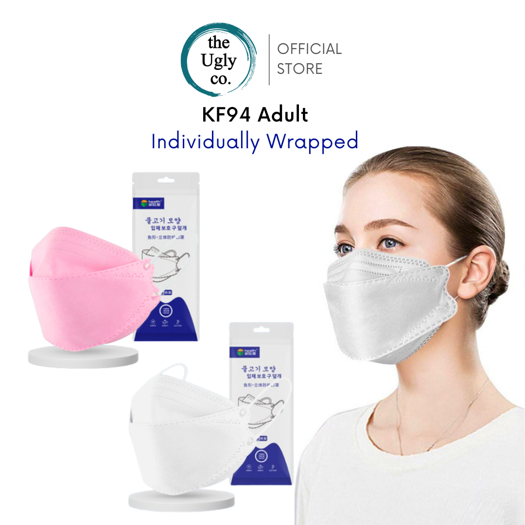 KF94 Mask Adult  Individual Pack Singapore Seller, Korean Design Disposable 4 ply Face Protection, Black, White, Pink, antibacterial, no fog, individually packed, breathable, Korea sports non surgical