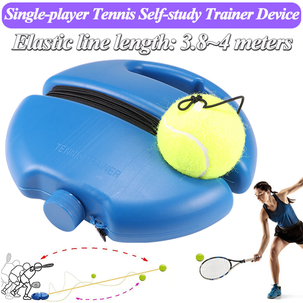 Heavy Duty Tennis Training Tool Single-player Exercise Tennis Ball Sport Self-study Rebound Ball Sparring Device with Base & Elastic Band