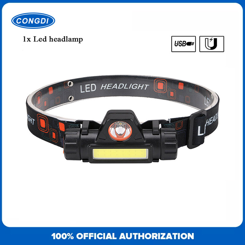 CONGDI Led Headlamp Portable mini Powerful LED Headlamp XPE  COB USB Rechargeable Headlight Emergency Built-in Battery Waterproof Head Torch Head Lamp Outdoor Camping Fishing