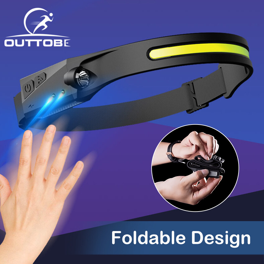Outtobe LED COB Headlight USB Rechargeable Headlamp IPX6 Waterproof Light Headlamp Flashlight Camping Fishing Outdoor Hiking Headlamp head flash light rechargeable Head Lamp Head Light Wide Lighting