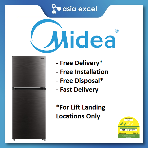(Bulky) MIDEA MDRT307MTB28-SG 204L BLACK TOP FREEZER REFRIGERATOR