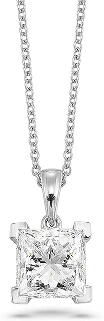 IGI Certified 1/4 to 3 Carat Princess Cut Lab Grown Diamond Square Solitaire Pendant Necklace for Women I 14k Gold Necklace